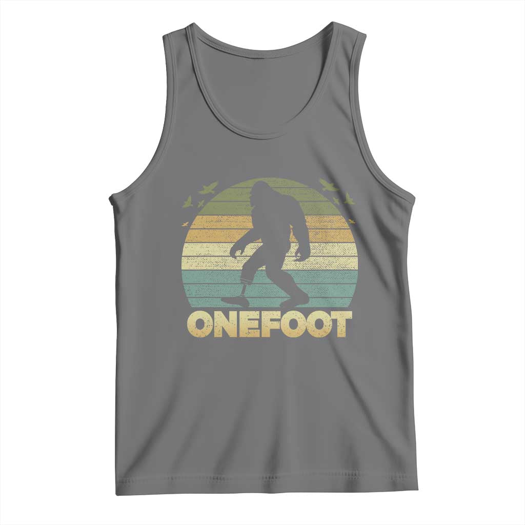 Onefoot Leg Amputee Recovery Tank Top Retro One Foot Bigfoot - Wonder Print Shop