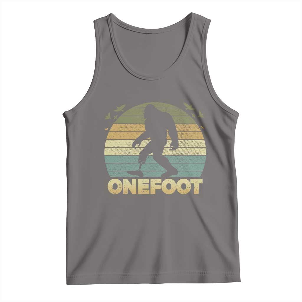 Onefoot Leg Amputee Recovery Tank Top Retro One Foot Bigfoot - Wonder Print Shop
