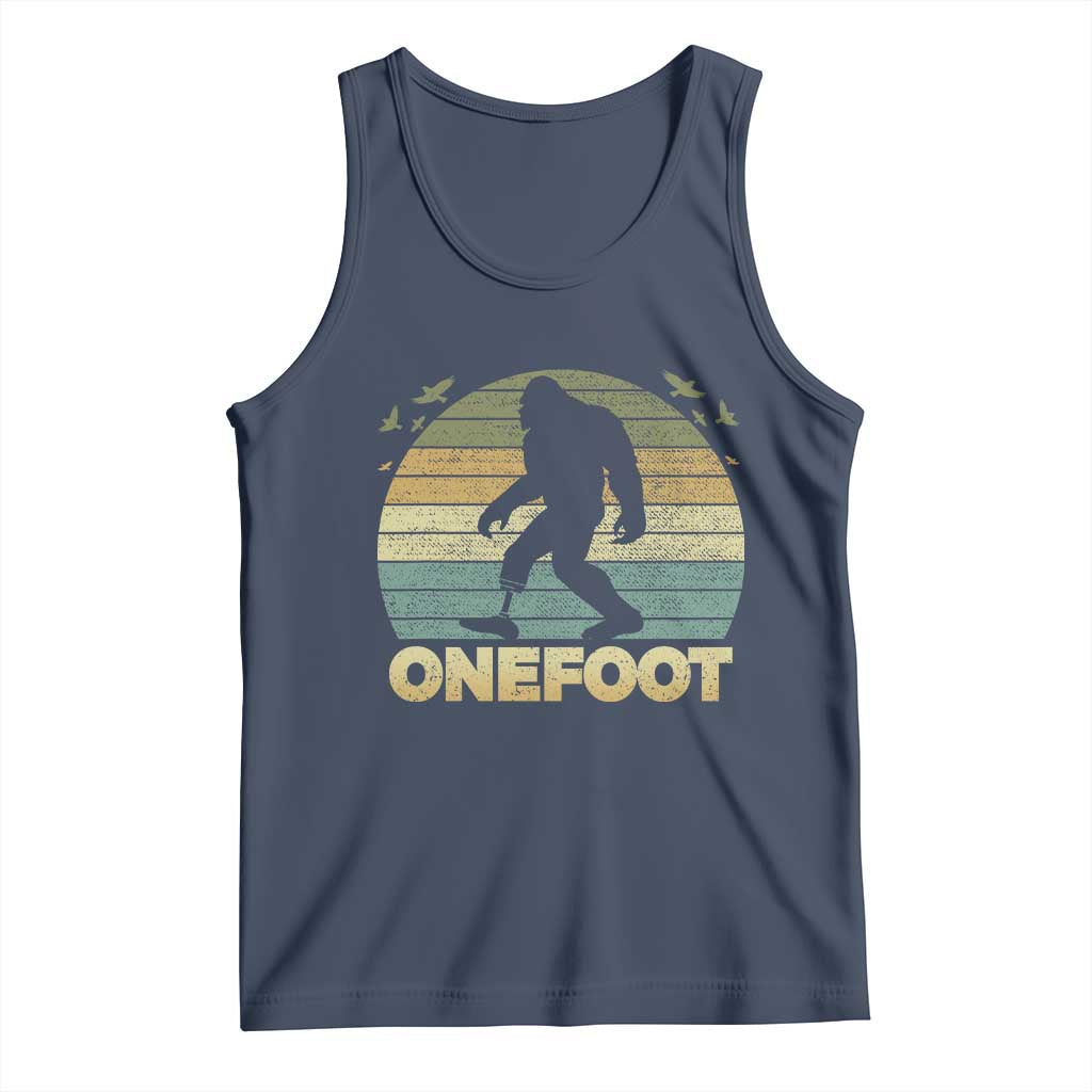 Onefoot Leg Amputee Recovery Tank Top Retro One Foot Bigfoot - Wonder Print Shop