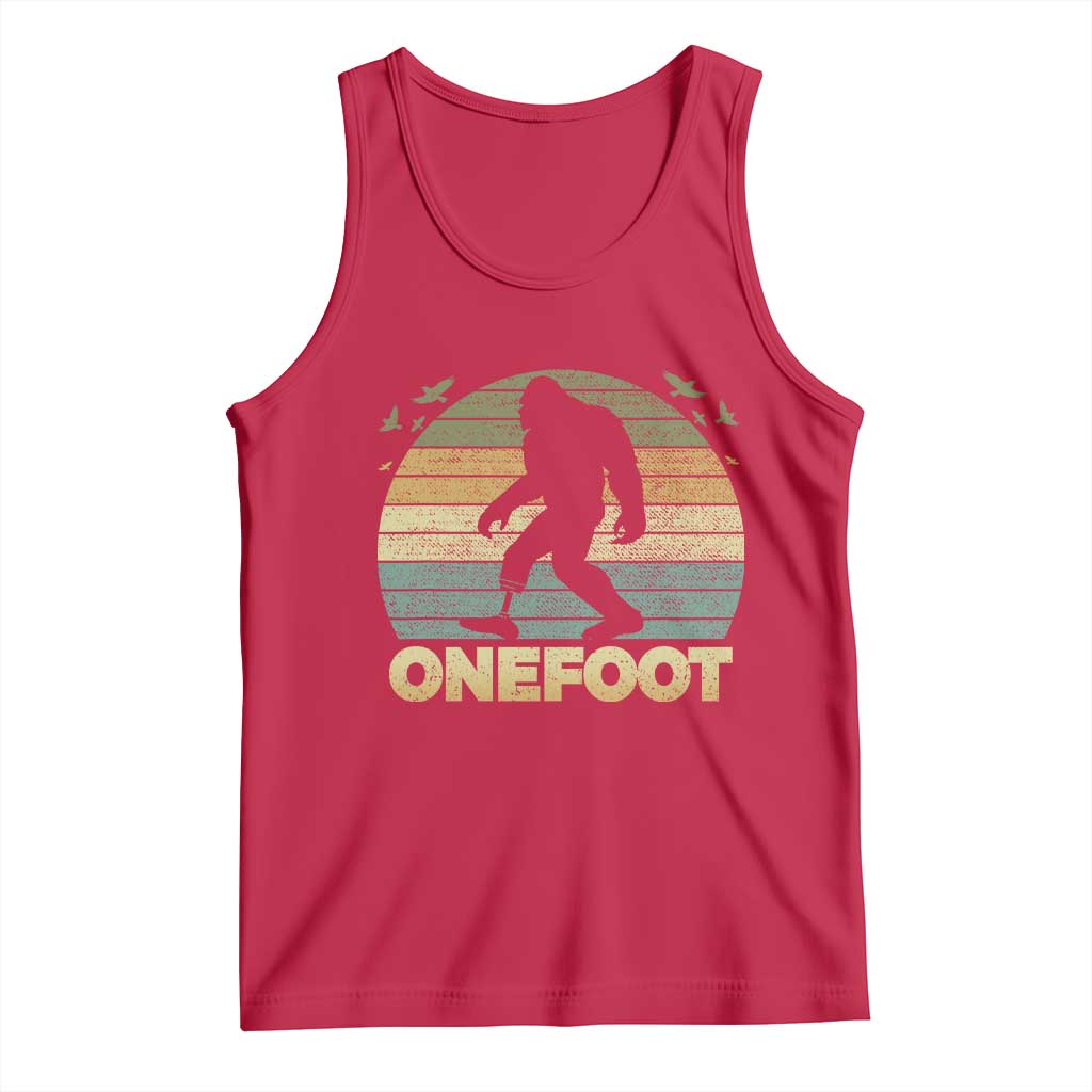 Onefoot Leg Amputee Recovery Tank Top Retro One Foot Bigfoot - Wonder Print Shop