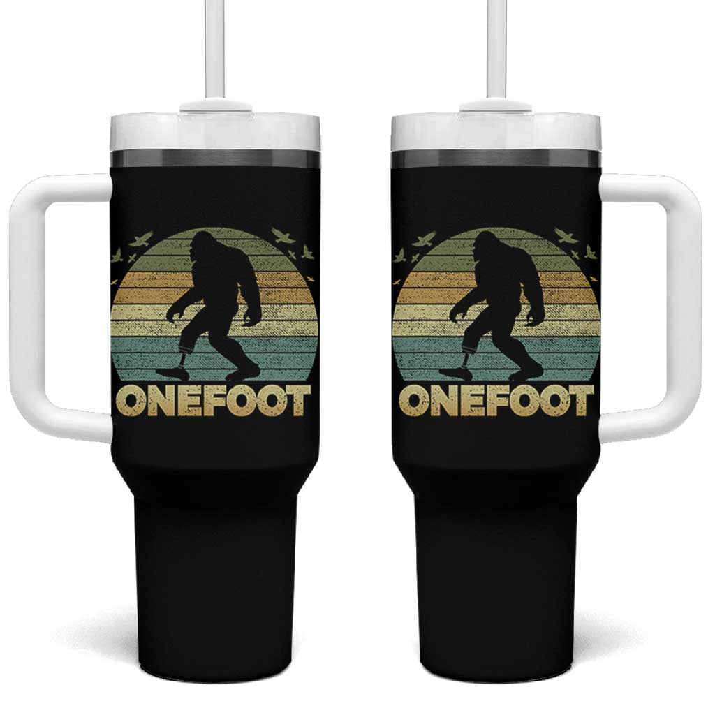 Onefoot Leg Amputee Recovery Tumbler With Handle Retro One Foot Bigfoot - Wonder Print Shop