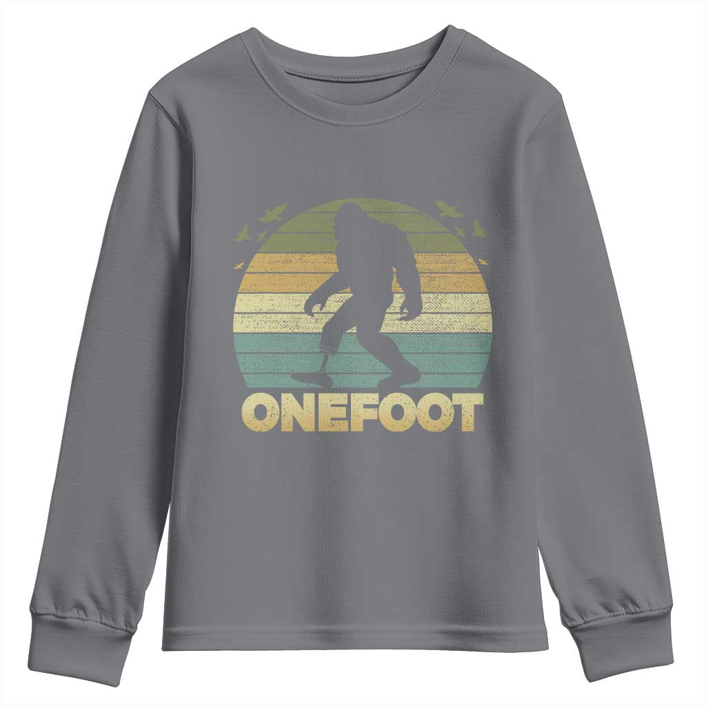 Onefoot Leg Amputee Recovery Youth Sweatshirt Retro One Foot Bigfoot - Wonder Print Shop