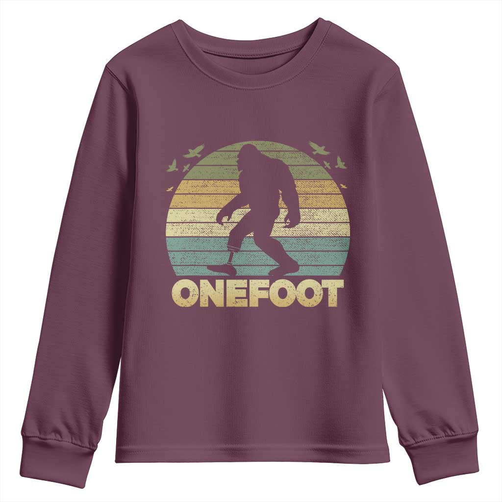 Onefoot Leg Amputee Recovery Youth Sweatshirt Retro One Foot Bigfoot - Wonder Print Shop