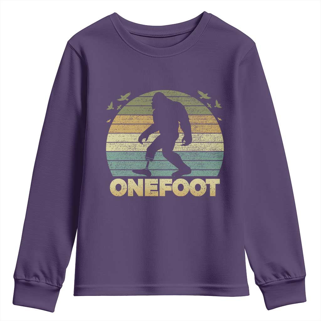 Onefoot Leg Amputee Recovery Youth Sweatshirt Retro One Foot Bigfoot - Wonder Print Shop