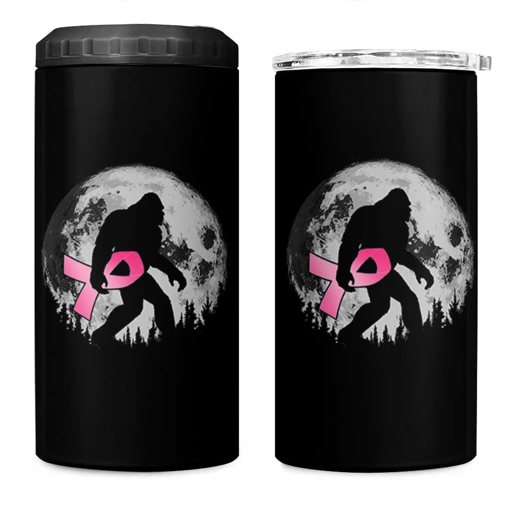 Bigfoot Pink Ribbon Breast Cancer Awareness 4 in 1 Can Cooler Tumbler - Wonder Print Shop