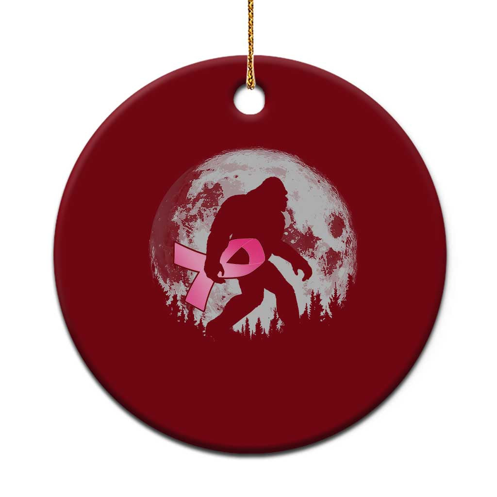 Bigfoot Pink Ribbon Breast Cancer Awareness Ceramic Ornament - Wonder Print Shop