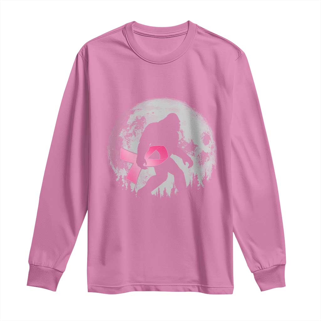 Bigfoot Pink Ribbon Breast Cancer Awareness Long Sleeve Shirt - Wonder Print Shop