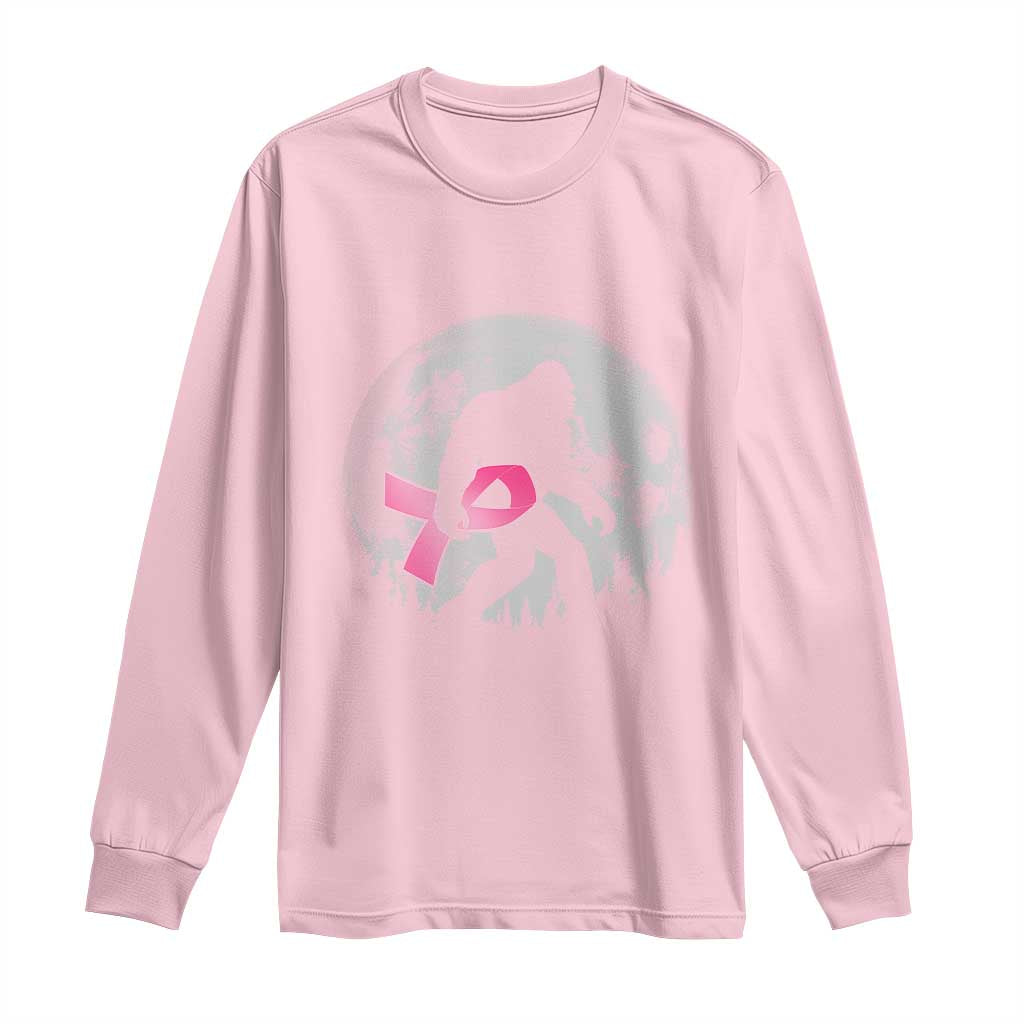 Bigfoot Pink Ribbon Breast Cancer Awareness Long Sleeve Shirt - Wonder Print Shop
