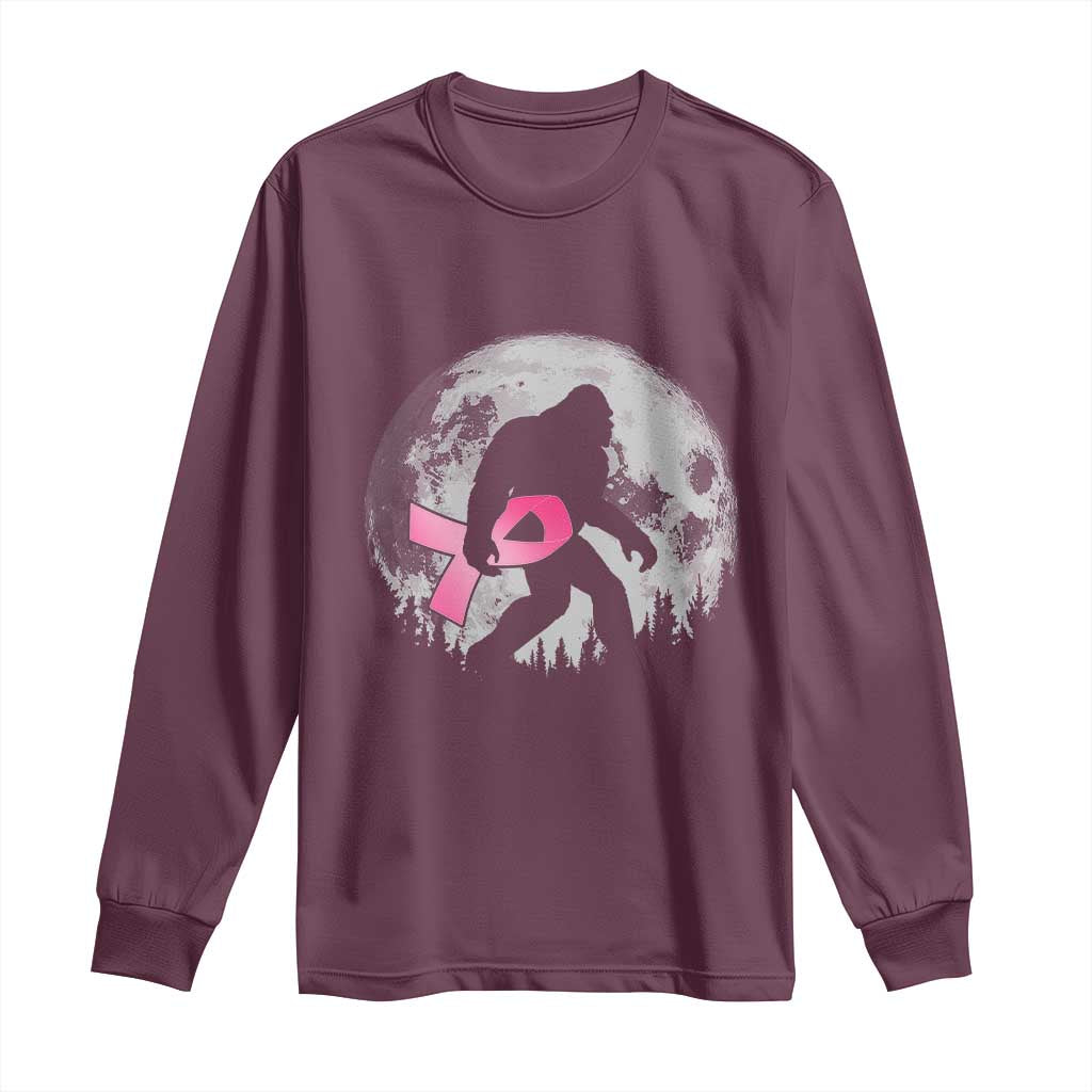 Bigfoot Pink Ribbon Breast Cancer Awareness Long Sleeve Shirt - Wonder Print Shop