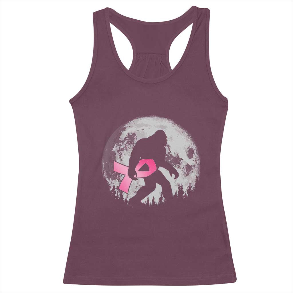 Bigfoot Pink Ribbon Breast Cancer Awareness Racerback Tank Top - Wonder Print Shop