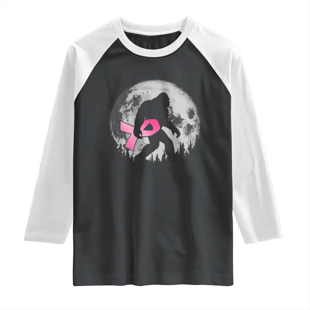 Bigfoot Pink Ribbon Breast Cancer Awareness Raglan Shirt - Wonder Print Shop