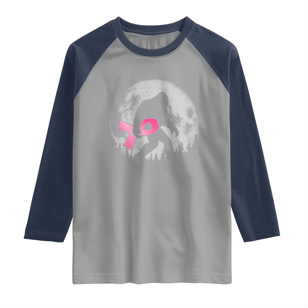 Bigfoot Pink Ribbon Breast Cancer Awareness Raglan Shirt - Wonder Print Shop