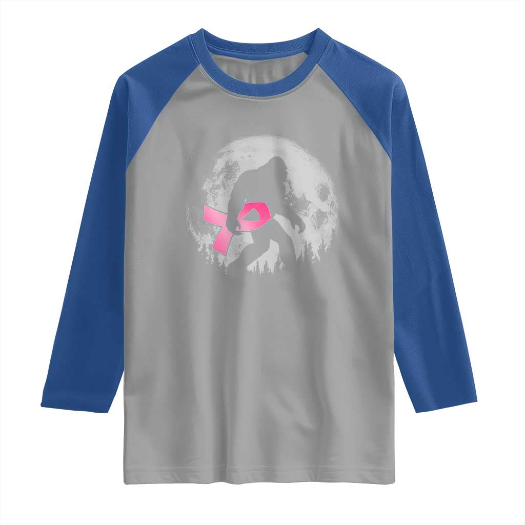 Bigfoot Pink Ribbon Breast Cancer Awareness Raglan Shirt - Wonder Print Shop