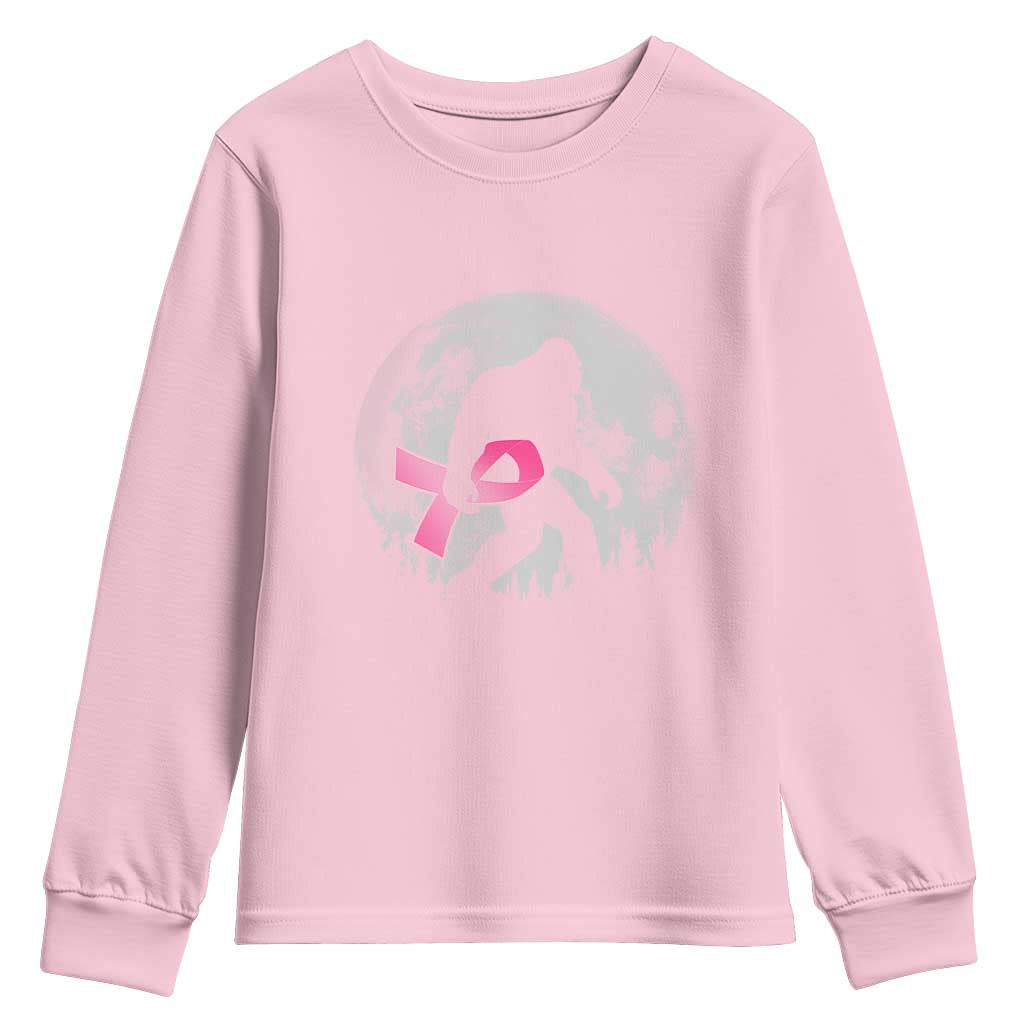 Bigfoot Pink Ribbon Breast Cancer Awareness Youth Sweatshirt - Wonder Print Shop