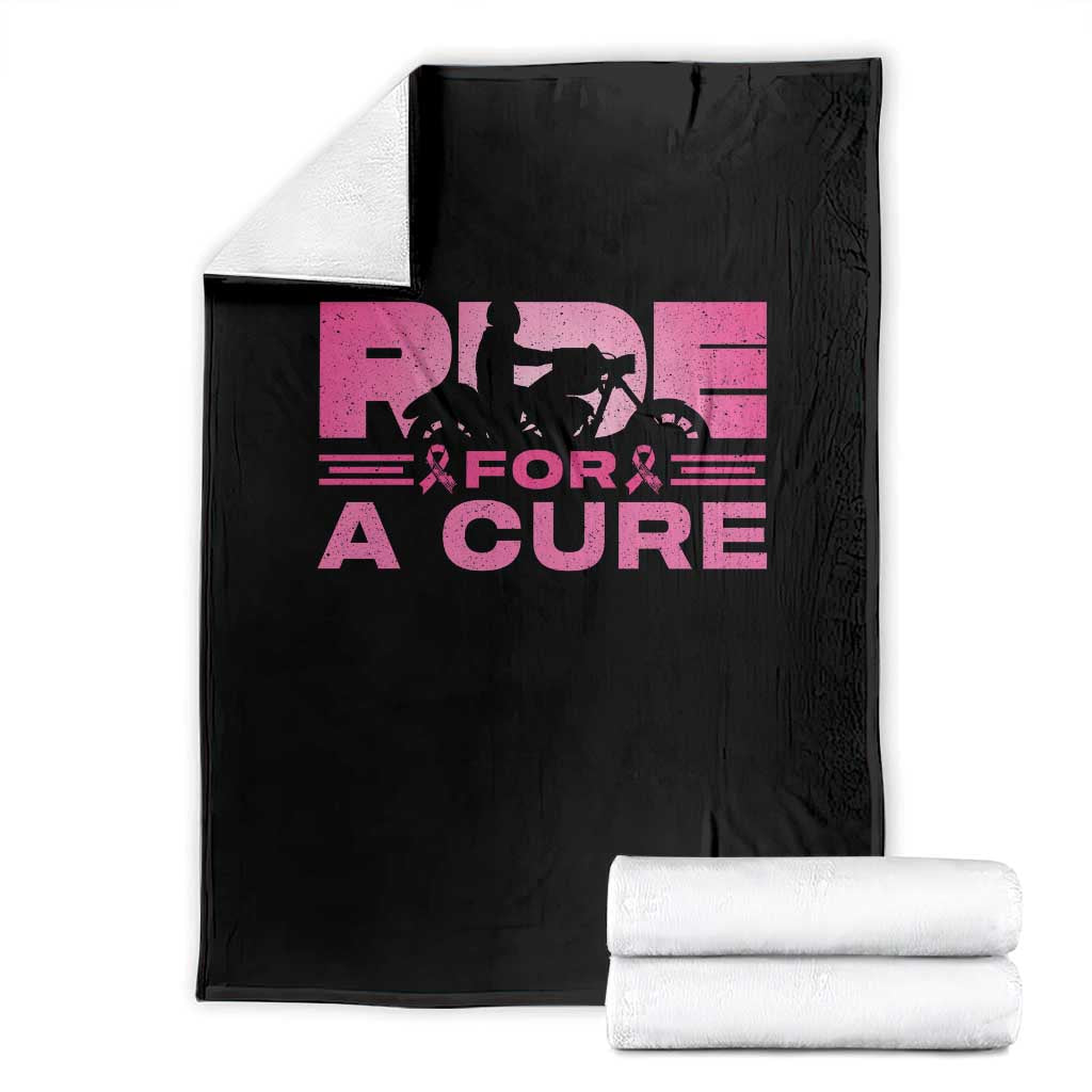 Breast Cancer Motorcycle Throw Blanket Pink Ribbon Ride For A Cure - Wonder Print Shop