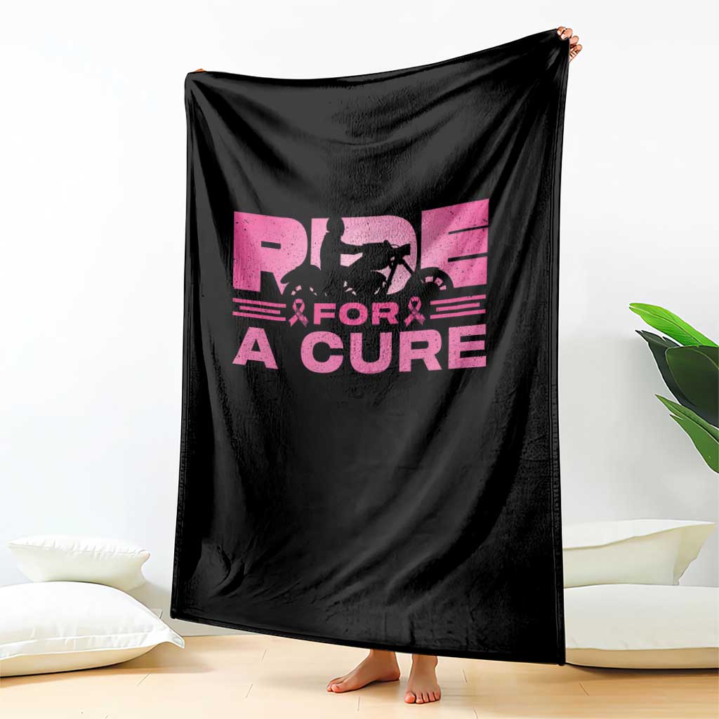 Breast Cancer Motorcycle Throw Blanket Pink Ribbon Ride For A Cure - Wonder Print Shop