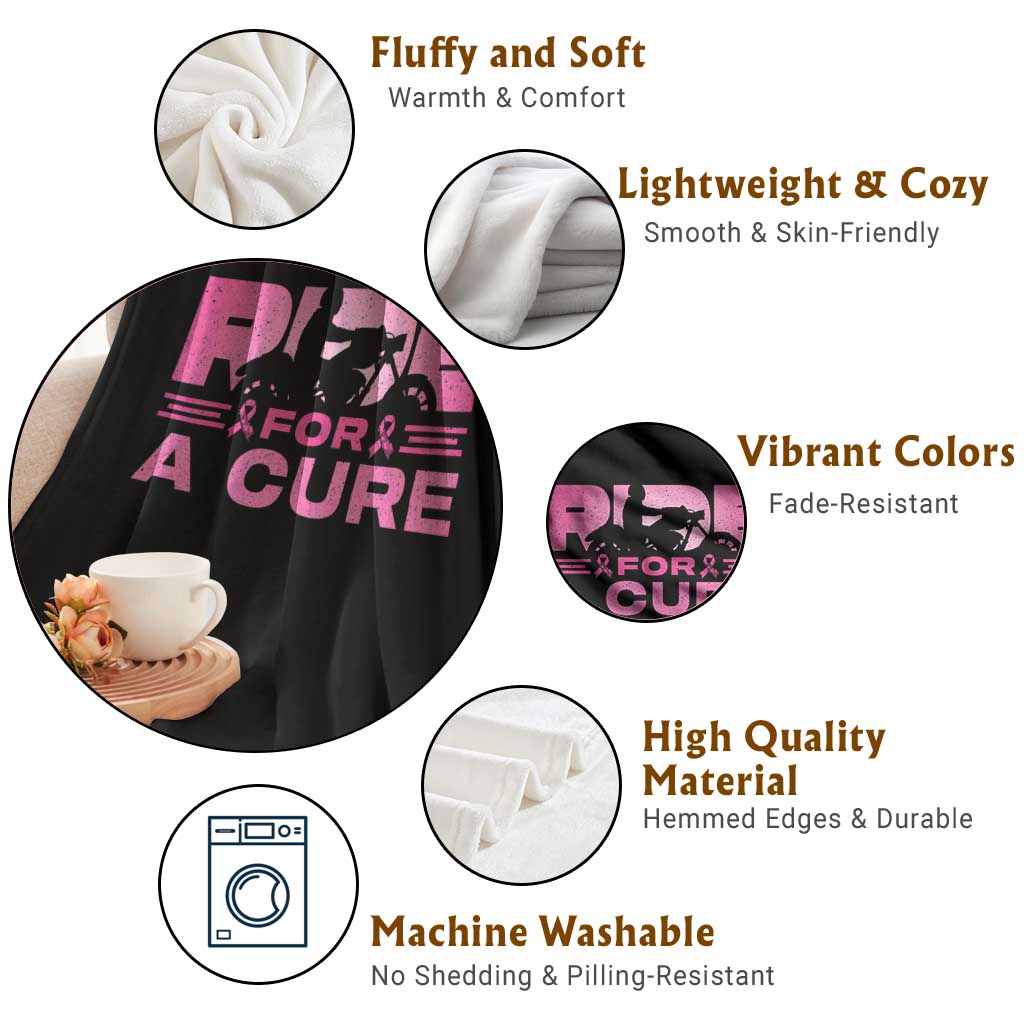 Breast Cancer Motorcycle Throw Blanket Pink Ribbon Ride For A Cure - Wonder Print Shop