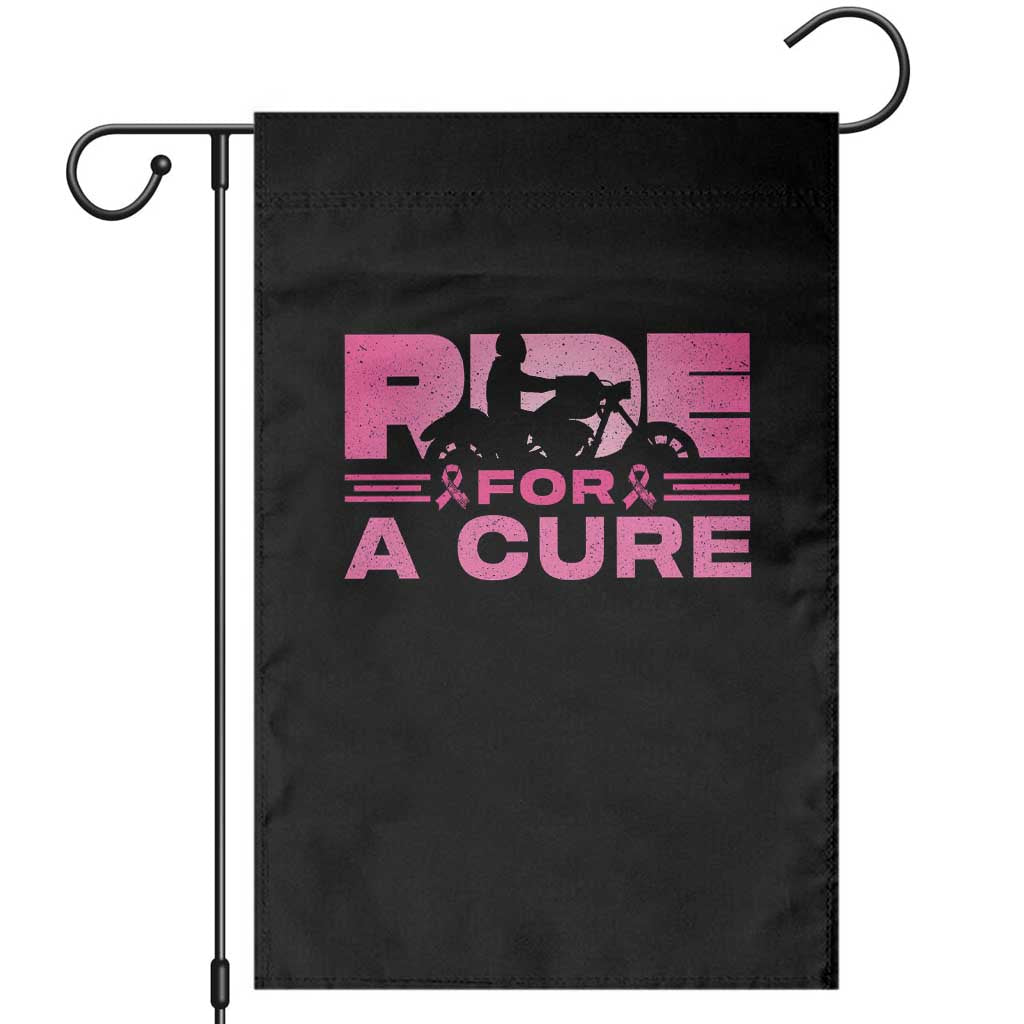 Breast Cancer Motorcycle Garden Flag Pink Ribbon Ride For A Cure - Wonder Print Shop