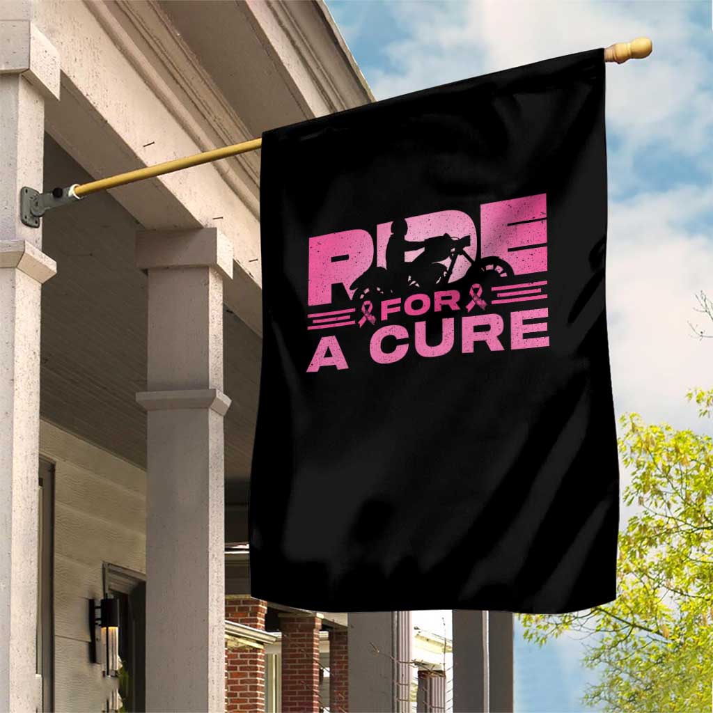 Breast Cancer Motorcycle Garden Flag Pink Ribbon Ride For A Cure - Wonder Print Shop