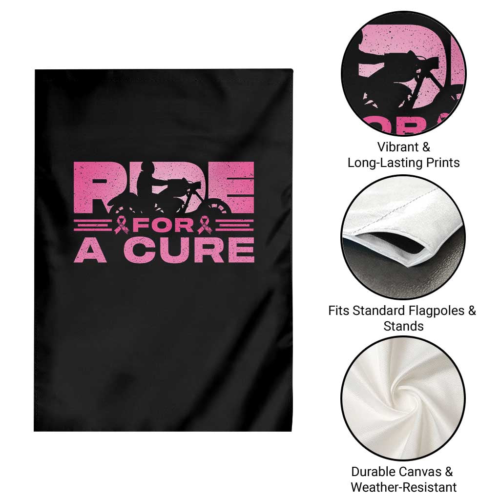Breast Cancer Motorcycle Garden Flag Pink Ribbon Ride For A Cure - Wonder Print Shop