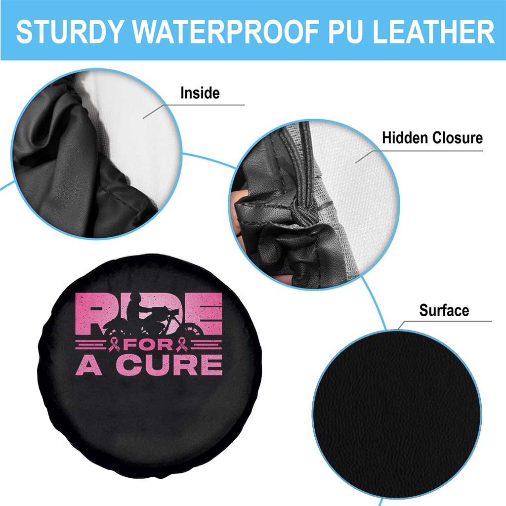 Breast Cancer Motorcycle Spare Tire Cover Pink Ribbon Ride For A Cure - Wonder Print Shop