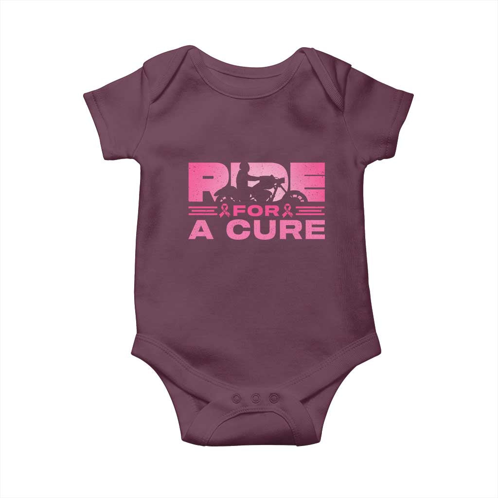 Breast Cancer Motorcycle Baby Onesie Pink Ribbon Ride For A Cure - Wonder Print Shop