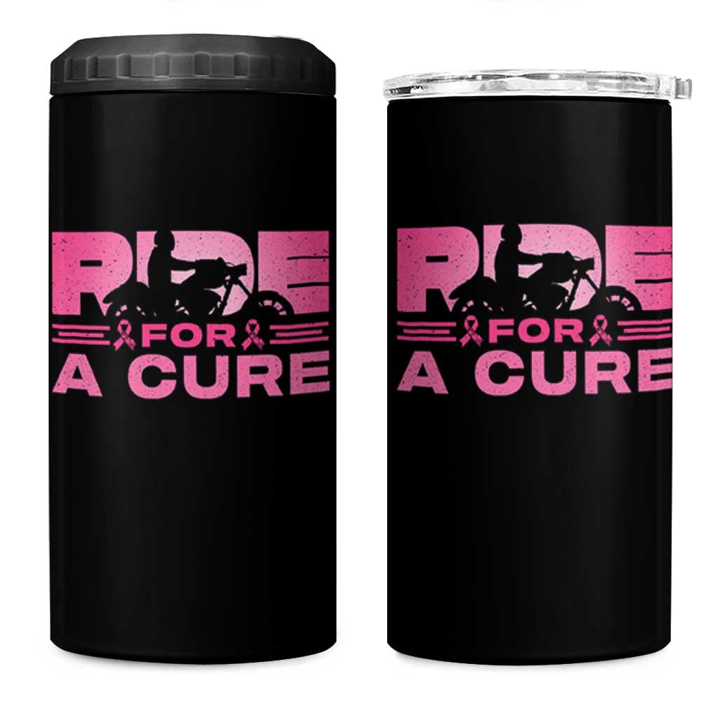 Breast Cancer Motorcycle 4 in 1 Can Cooler Tumbler Pink Ribbon Ride For A Cure - Wonder Print Shop