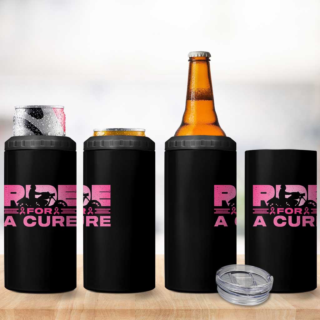 Breast Cancer Motorcycle 4 in 1 Can Cooler Tumbler Pink Ribbon Ride For A Cure - Wonder Print Shop