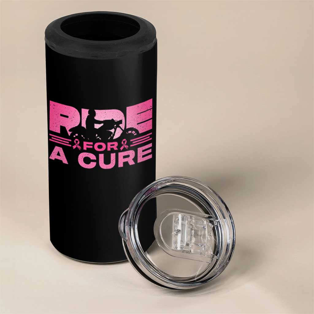 Breast Cancer Motorcycle 4 in 1 Can Cooler Tumbler Pink Ribbon Ride For A Cure - Wonder Print Shop