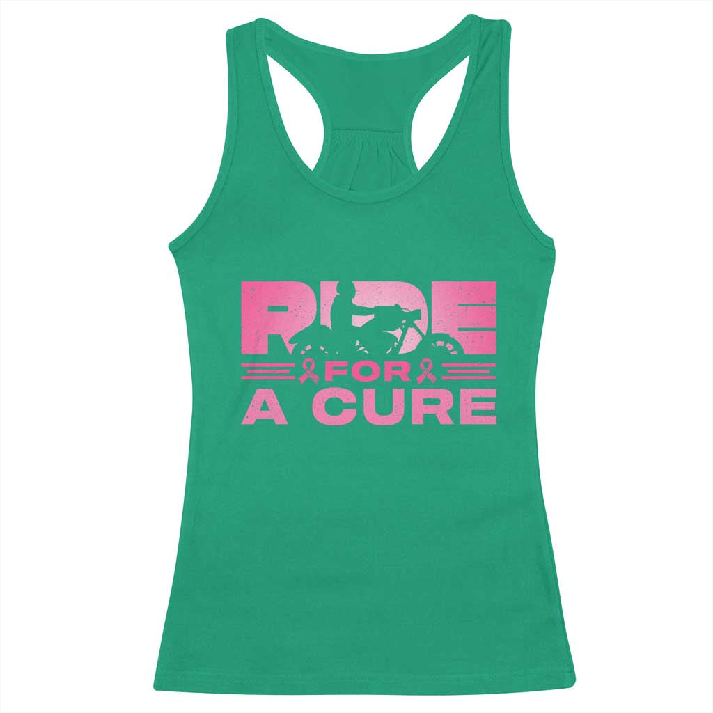 Breast Cancer Motorcycle Racerback Tank Top Pink Ribbon Ride For A Cure - Wonder Print Shop