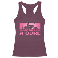 Breast Cancer Motorcycle Racerback Tank Top Pink Ribbon Ride For A Cure - Wonder Print Shop