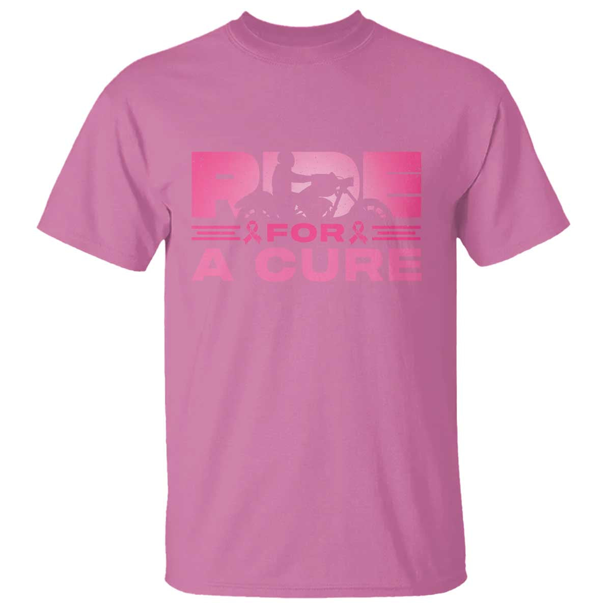 Breast Cancer Motorcycle T Shirt Pink Ribbon Ride For A Cure - Wonder Print Shop