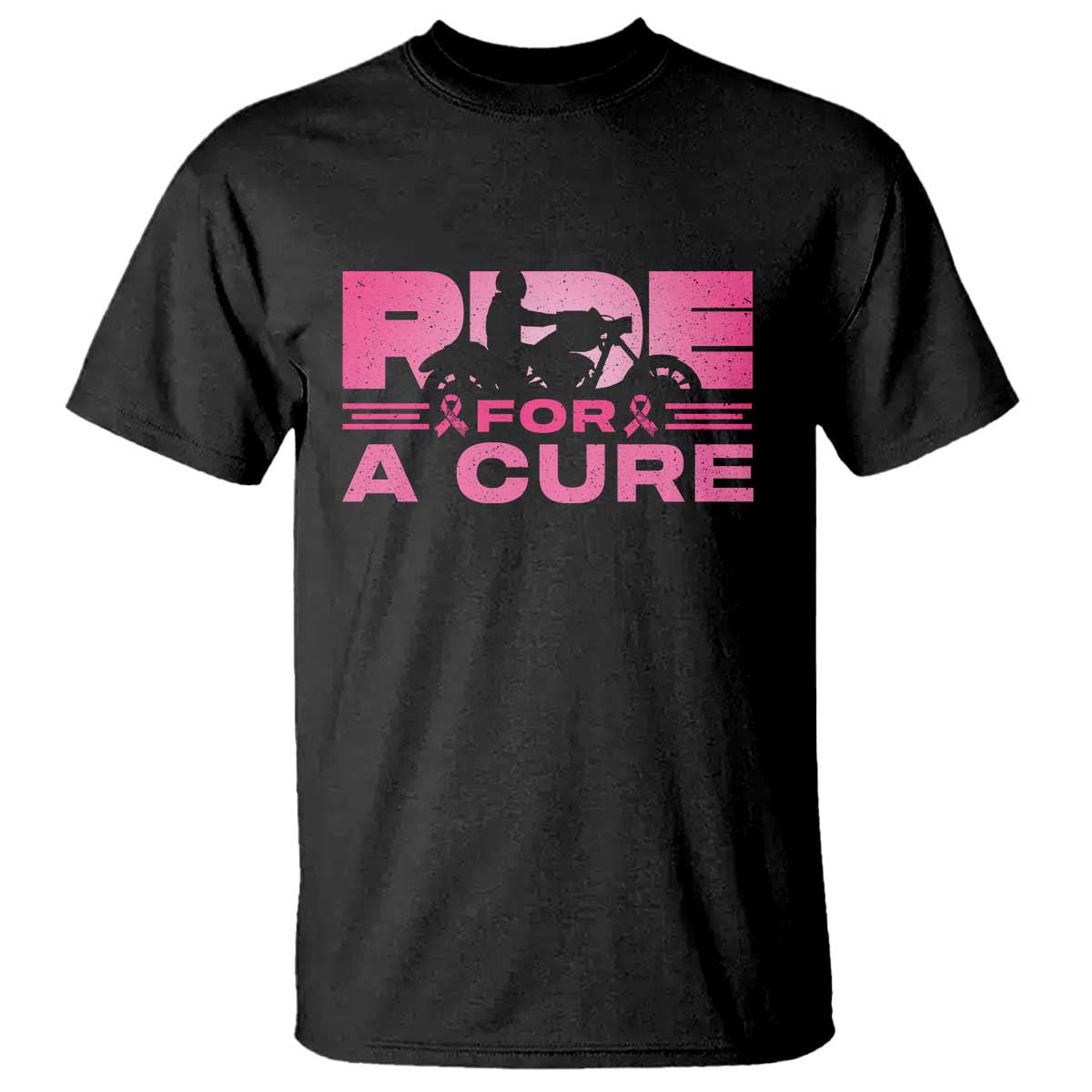Breast Cancer Motorcycle T Shirt Pink Ribbon Ride For A Cure - Wonder Print Shop