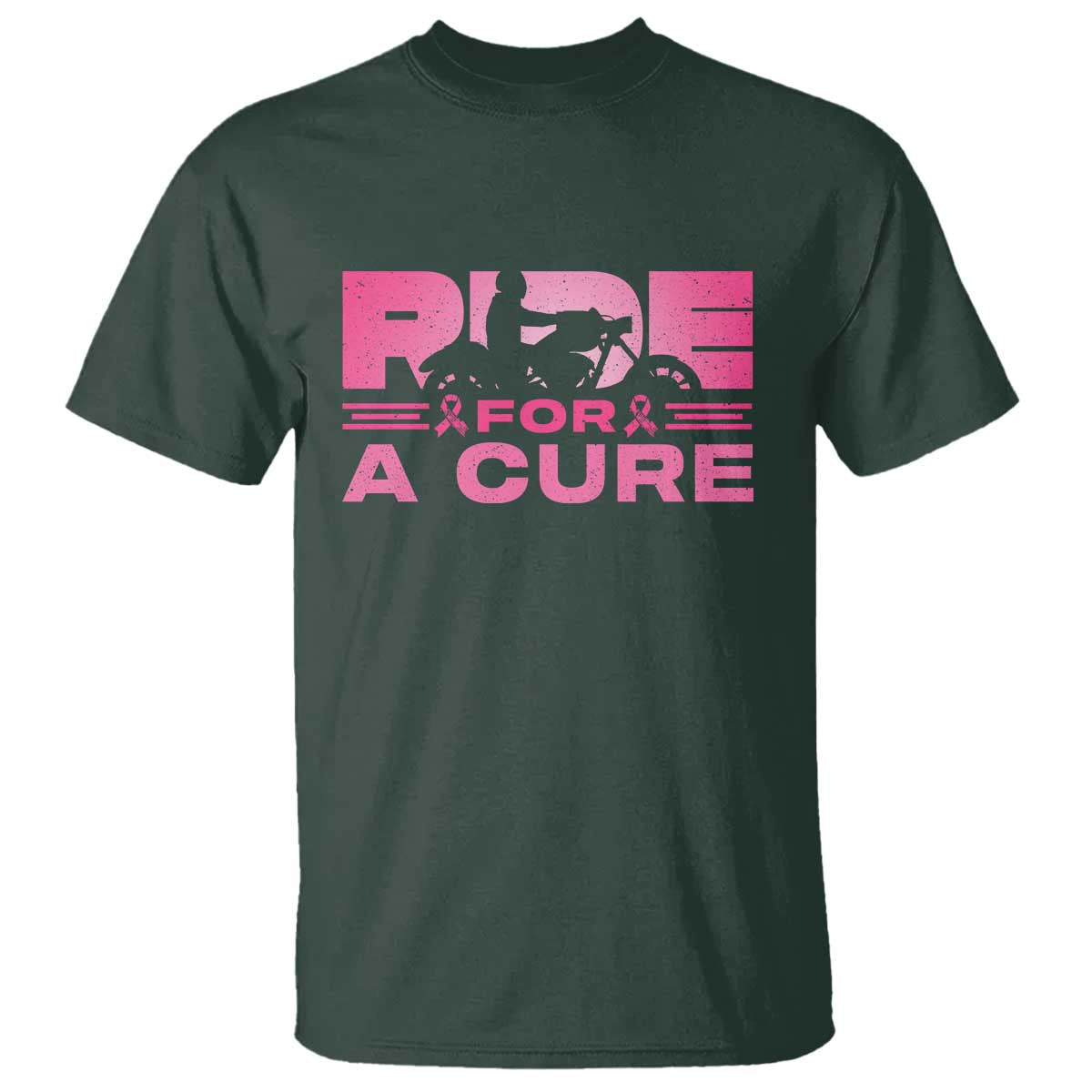 Breast Cancer Motorcycle T Shirt Pink Ribbon Ride For A Cure - Wonder Print Shop