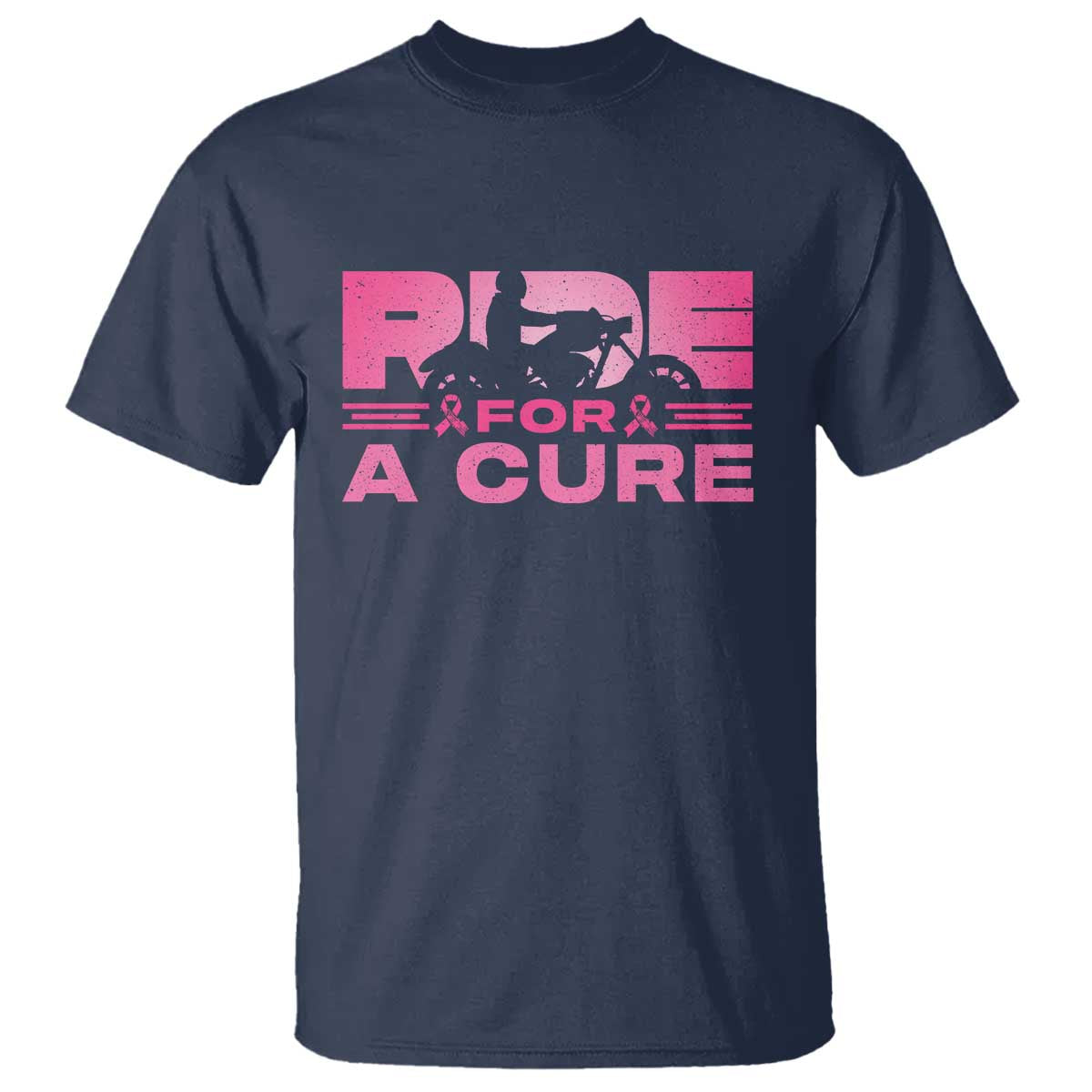 Breast Cancer Motorcycle T Shirt Pink Ribbon Ride For A Cure - Wonder Print Shop