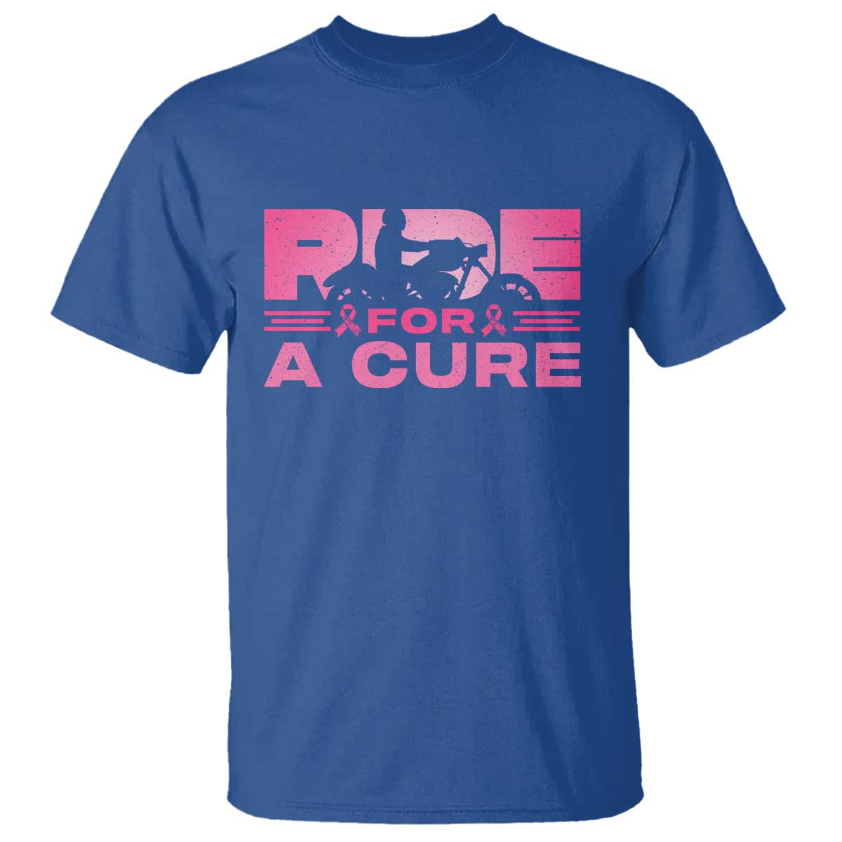Breast Cancer Motorcycle T Shirt Pink Ribbon Ride For A Cure - Wonder Print Shop