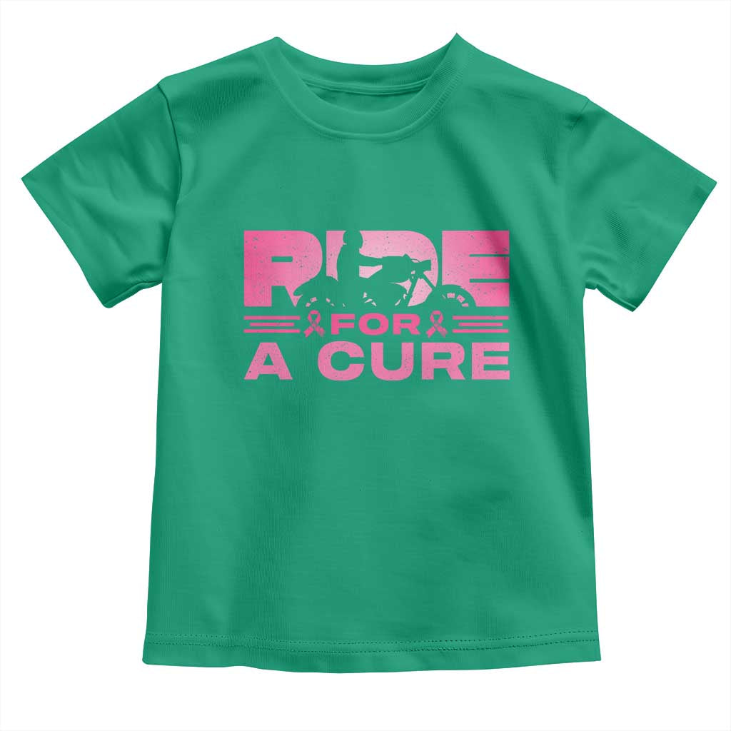 Breast Cancer Motorcycle Toddler T Shirt Pink Ribbon Ride For A Cure - Wonder Print Shop