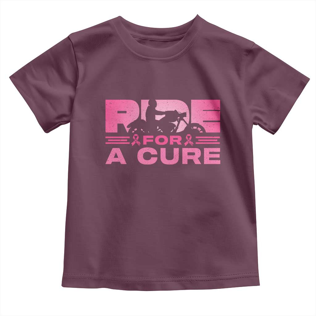 Breast Cancer Motorcycle Toddler T Shirt Pink Ribbon Ride For A Cure - Wonder Print Shop