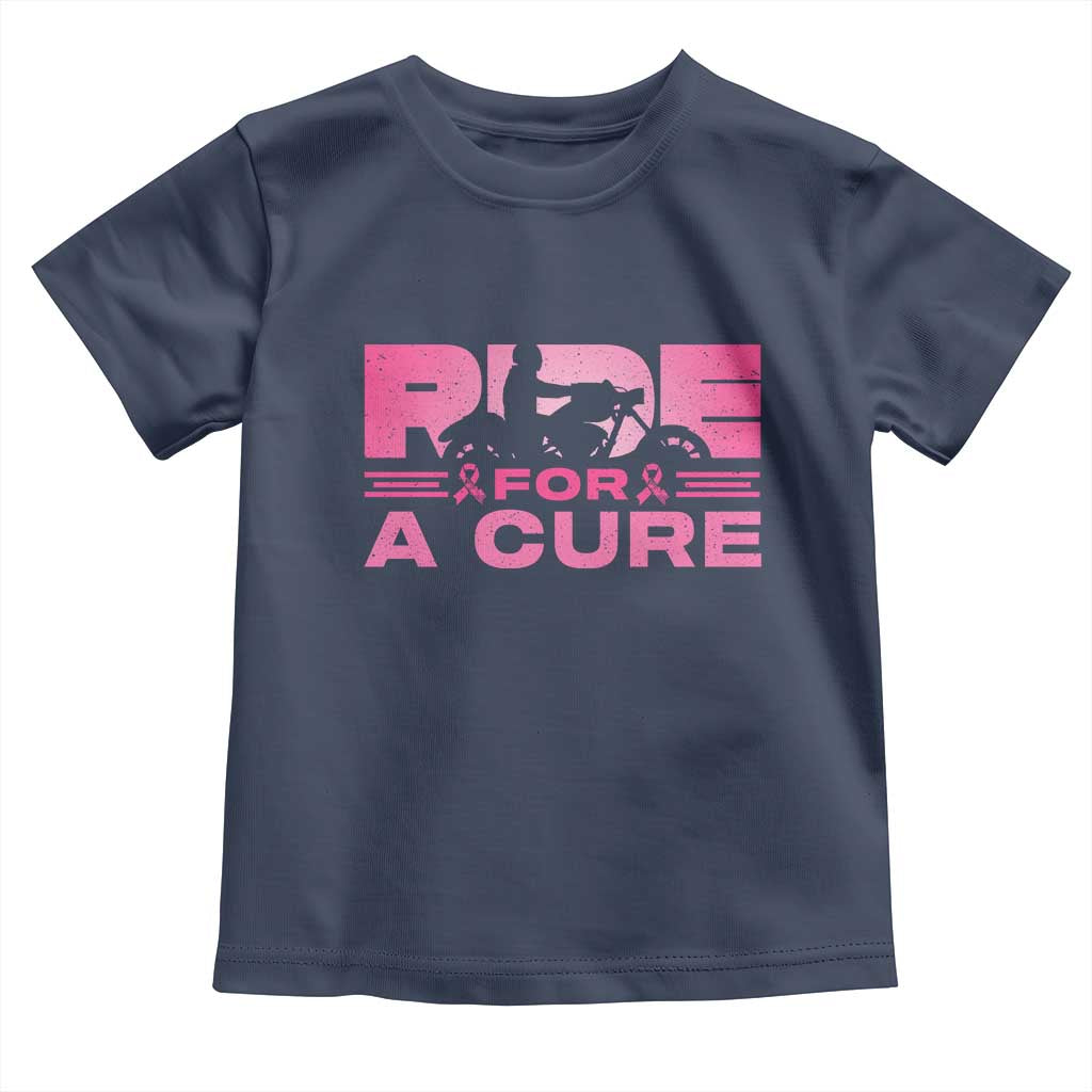 Breast Cancer Motorcycle Toddler T Shirt Pink Ribbon Ride For A Cure - Wonder Print Shop