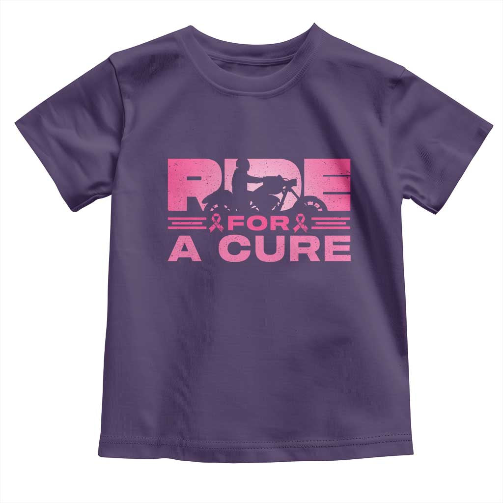 Breast Cancer Motorcycle Toddler T Shirt Pink Ribbon Ride For A Cure - Wonder Print Shop
