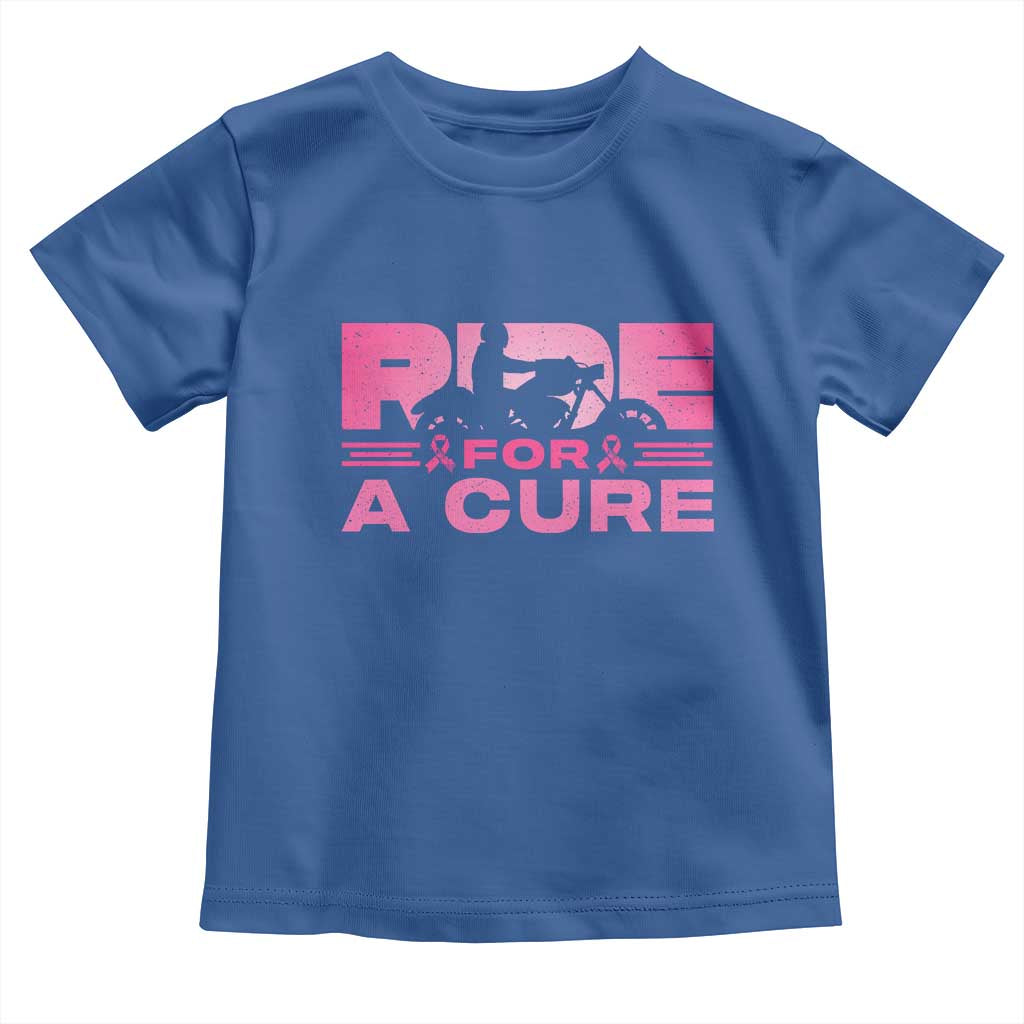 Breast Cancer Motorcycle Toddler T Shirt Pink Ribbon Ride For A Cure - Wonder Print Shop