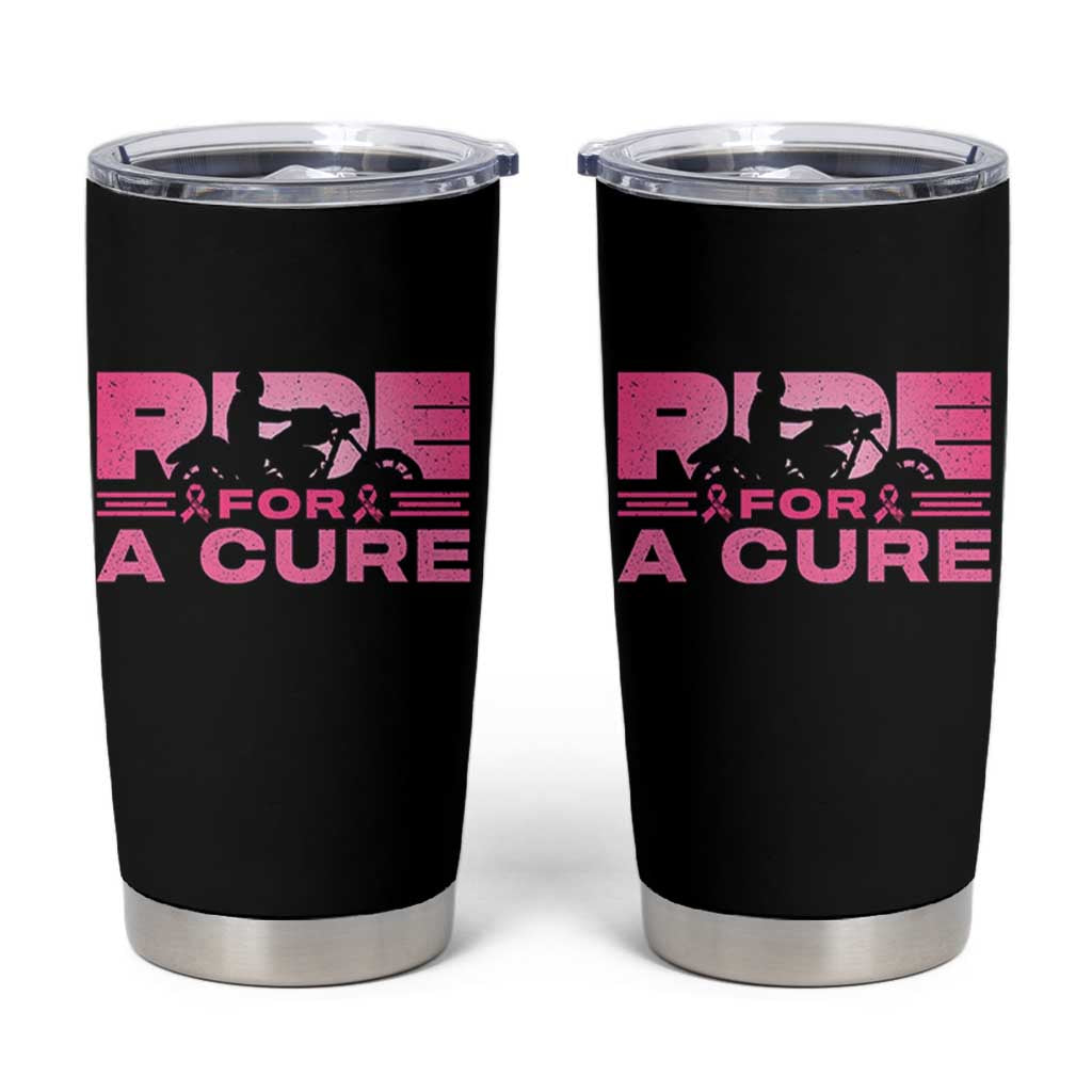 Breast Cancer Motorcycle Tumbler Cup Pink Ribbon Ride For A Cure - Wonder Print Shop
