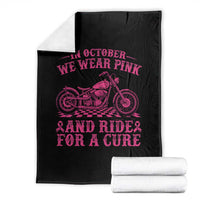Breast Cancer Motorcycle Throw Blanket In October We Wear Pink Ride For A Cure - Wonder Print Shop