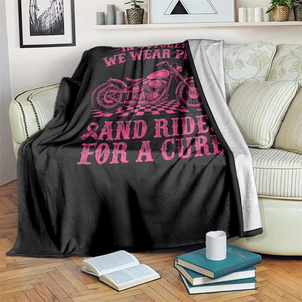 Breast Cancer Motorcycle Throw Blanket In October We Wear Pink Ride For A Cure - Wonder Print Shop