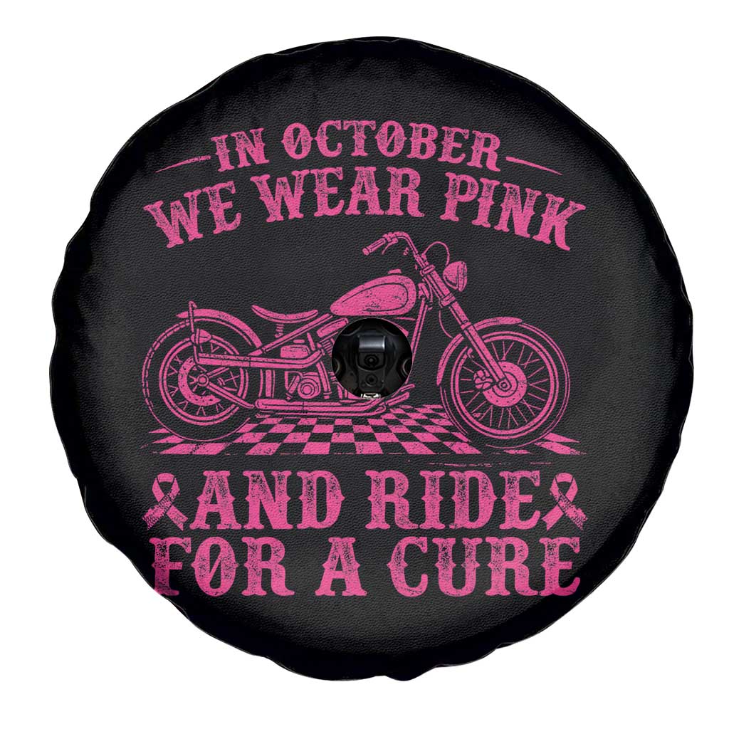 Breast Cancer Motorcycle Spare Tire Cover In October We Wear Pink Ride For A Cure - Wonder Print Shop