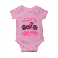 Breast Cancer Motorcycle Baby Onesie In October We Wear Pink Ride For A Cure - Wonder Print Shop