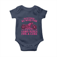 Breast Cancer Motorcycle Baby Onesie In October We Wear Pink Ride For A Cure - Wonder Print Shop