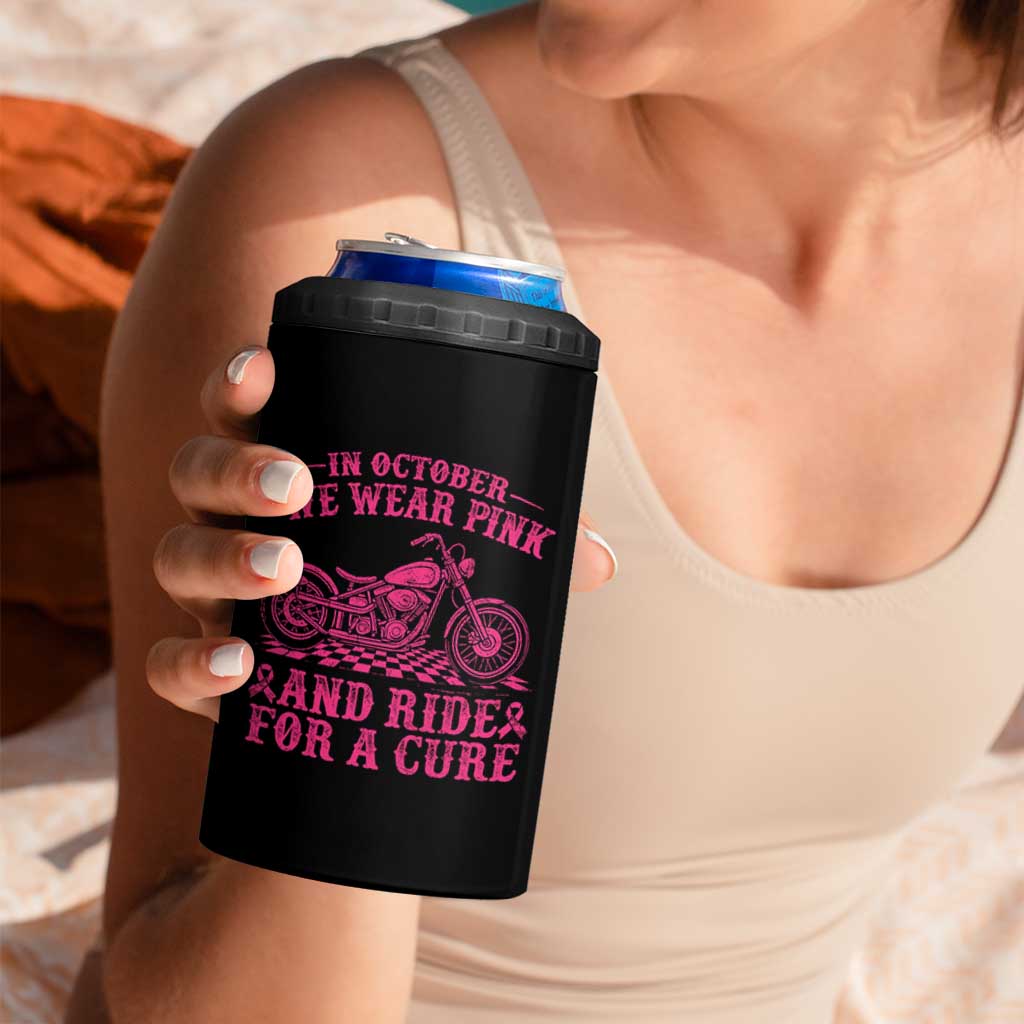 Breast Cancer Motorcycle 4 in 1 Can Cooler Tumbler In October We Wear Pink Ride For A Cure - Wonder Print Shop