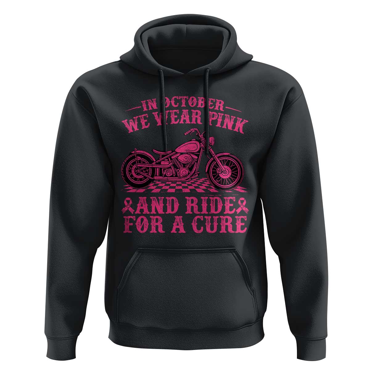 Breast Cancer Motorcycle Hoodie In October We Wear Pink Ride For A Cure - Wonder Print Shop