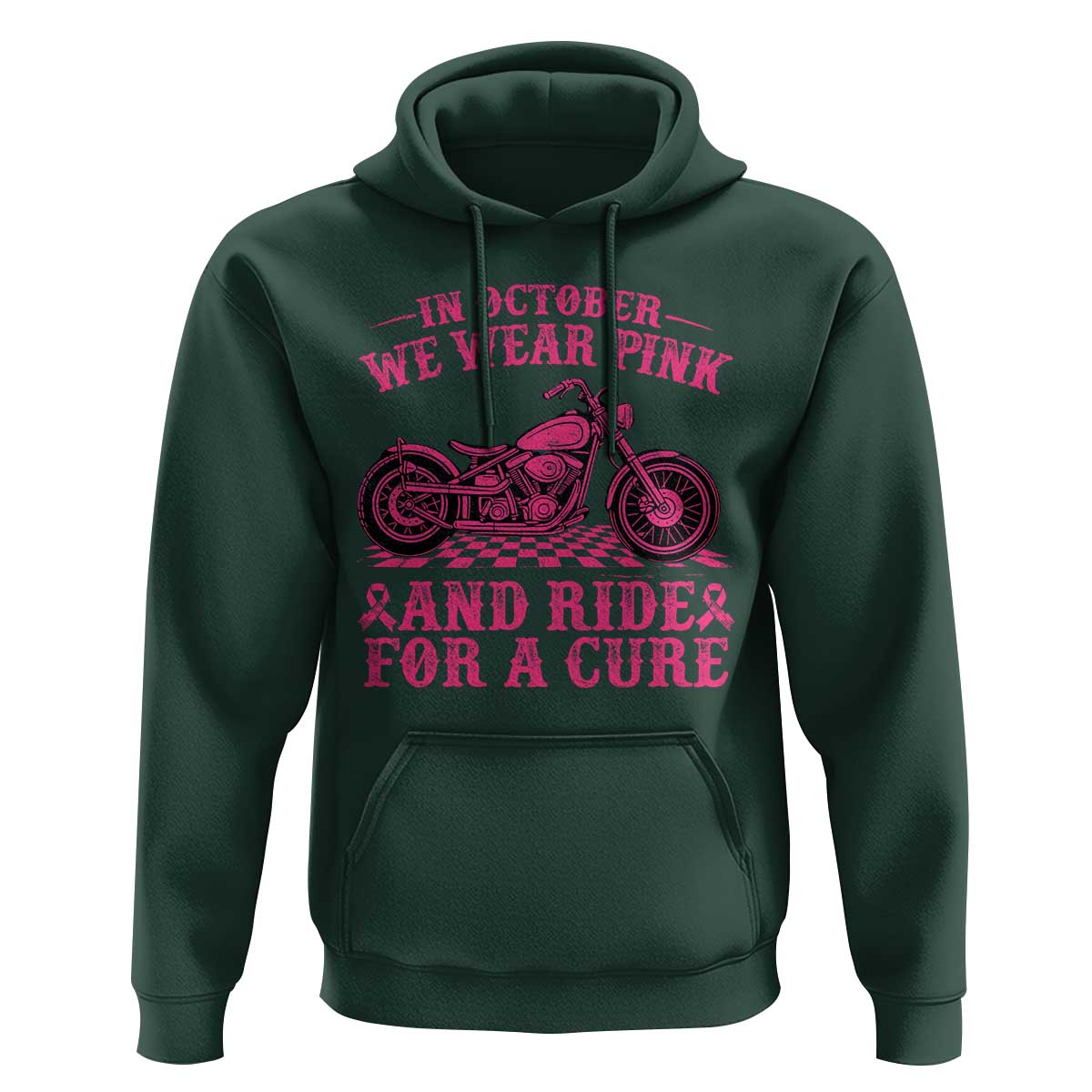Breast Cancer Motorcycle Hoodie In October We Wear Pink Ride For A Cure - Wonder Print Shop